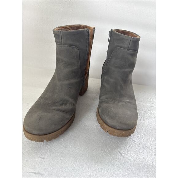 Korks By Kork Ease Esmeralda Lug Sole Leather Platform Ankle Boots Gray 8.5M - Picture 12 of 16